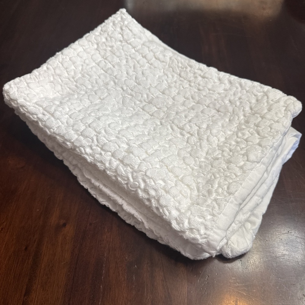 West Elm STANDARD Pillow Shams Cotton Waffle in White Textured Set Pair 2